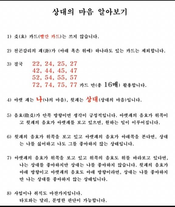 주역 카드로 상대의 마음 알아보기